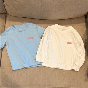 2T Vineyard Vines Kids Sleeve Tees in Blue and White VGUC